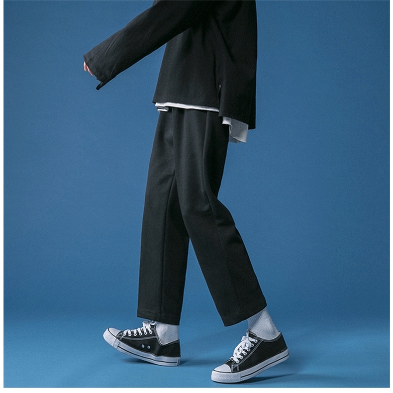 Quần âu ống rộng nam Simple quần jogger thể thao nam quần dài nam thể thao vintage quần ống rộng hàn quốc cotton quần ống suông