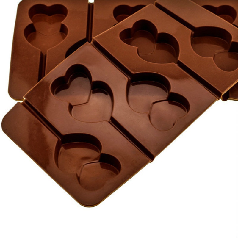 Khuôn Silicone 5 Ngăn Tạo Hình Kẹo Mút / Socola / Kẹo Hình Trái Tim DIY