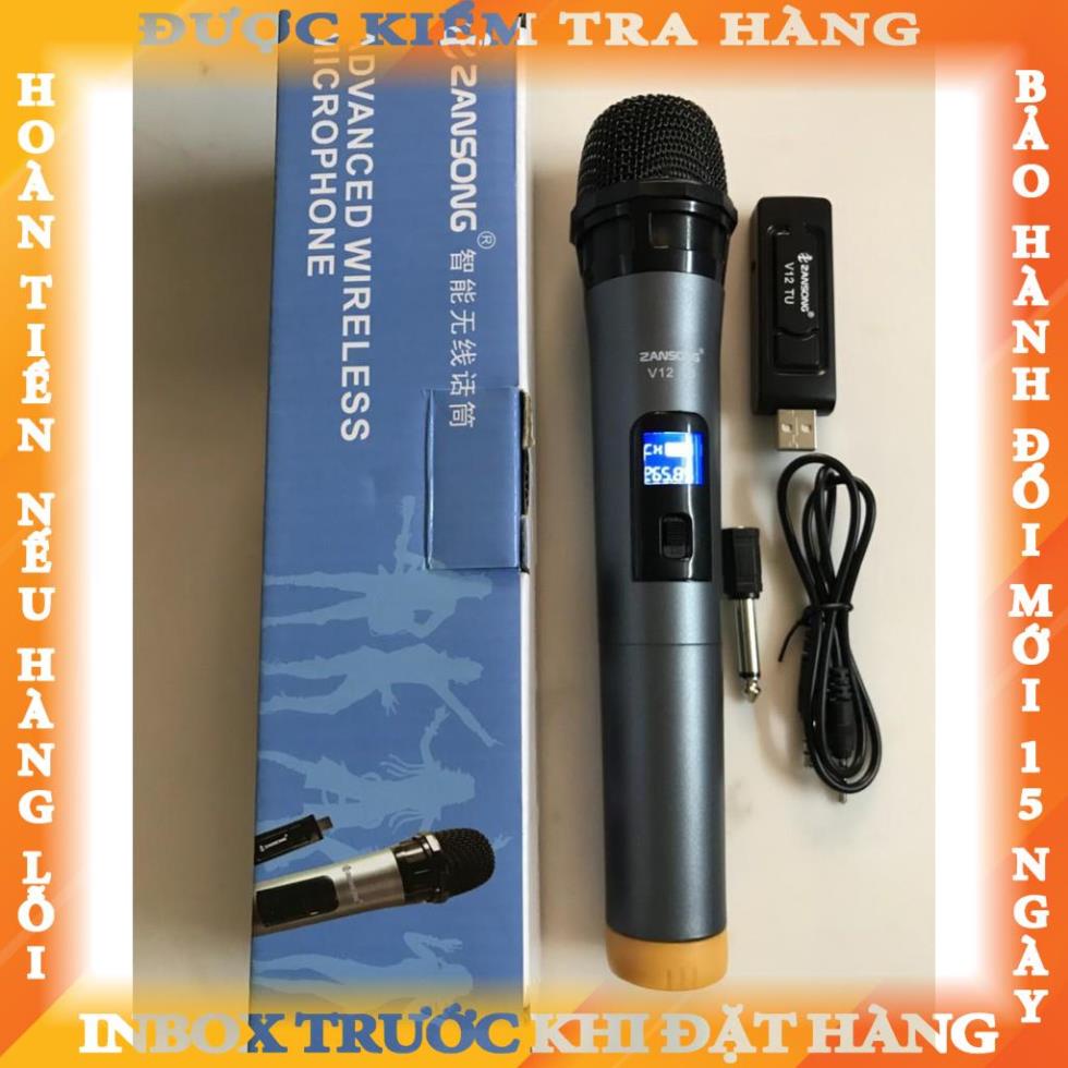 MICRO KHÔNG DÂY ĐA NĂNG ZANSONG, SHUAE V12 MÀN HÌNH LED CHO LOA KÉO,AMY thangthanh