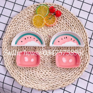 Đĩa sứ chữ nhật hồng cho bé ăn dặm