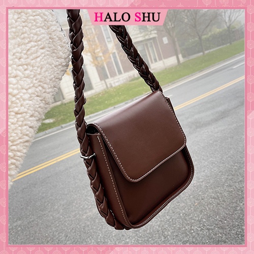 Túi xách nữ, túi cắp nách dây bện phù hợp đi chơi HALO SHU mã KN003