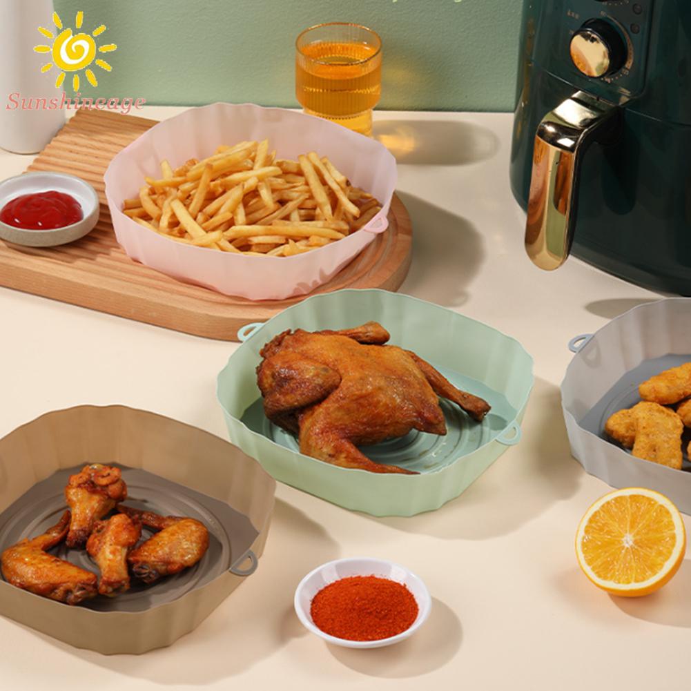 2Pcs Silicone Pot Holder Oven Tray Air Fryer Pad Food Grade Reusable With Handle