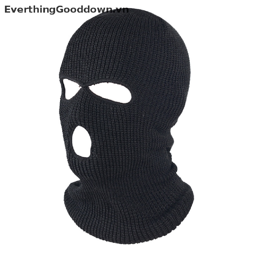 Everthinggooddown 1 Mũ Balaclava 3 Lỗ Thêu Họa Tiết Giữ Ấm Mùa Đông Unisex Sử Dụng Ngoài Trời
