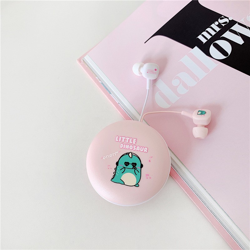 Bộ Tai Nghe Và Hộp Đựng Hàn Quốc Khủng Long (In - Ear) Cực Cute - Có Mic Đàm Thoại - BEYOU ( Khủng Long )