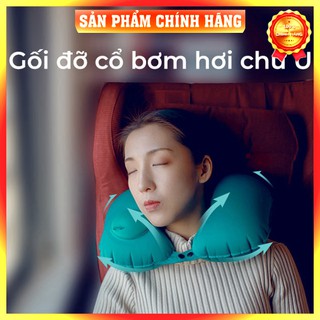 Gối đỡ cổ bơm hơi chữ U tiện ích trên xe, máy bay, gối kê cổ chữ U văn phòng, du lịch