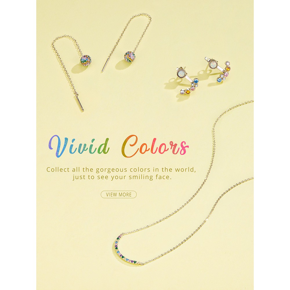 Bông Tai Bamoer BSE392 Cho Nữ Đầy Màu Sắc Hợp Thời Trang Đính Đá Zircon Bạc 925