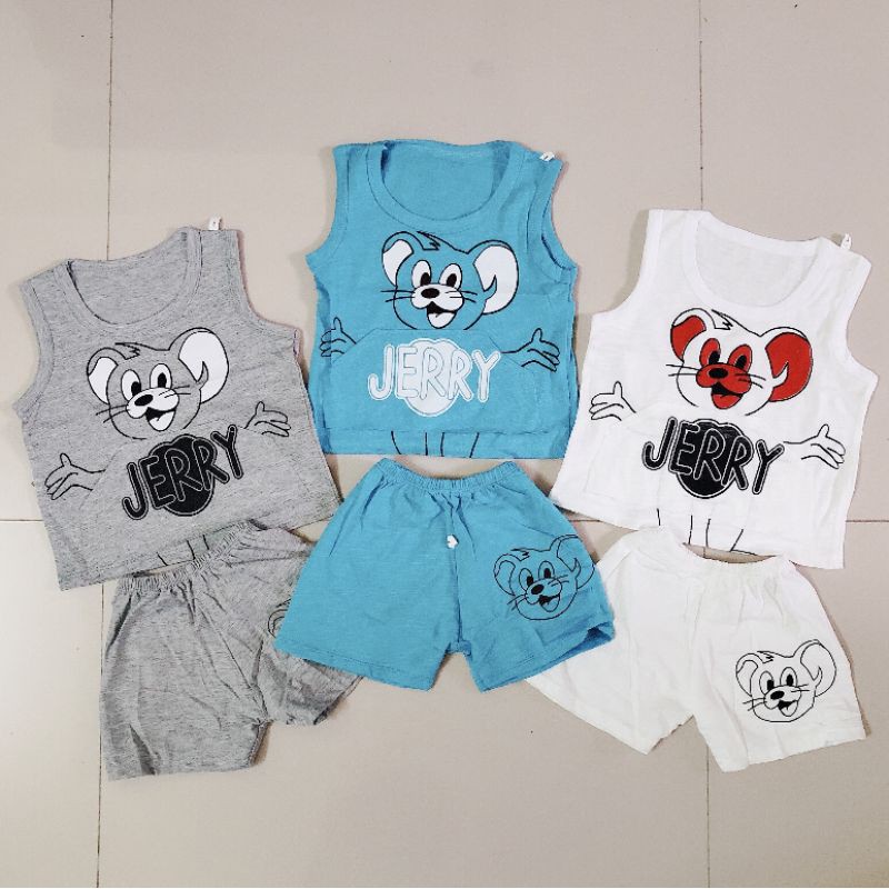 Bộ Ba Lỗ Bé Trai Bé Gái In Hình Chuột Jerry 7-18kg Cực Ngộ Nghĩnh Chất Cotton 100% Siêu Mềm Mát