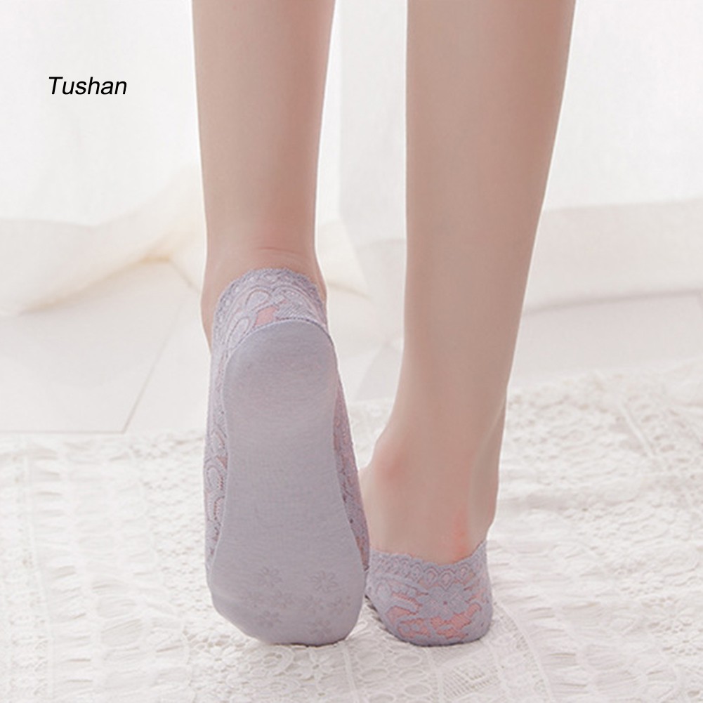 TUSH Solid Color Fashion Women Lace Low Cut Anti-slip No Show Invisible Boat Sock | BigBuy360 - bigbuy360.vn