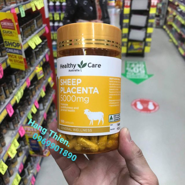 🍃🌸🍃Bill  Viên uống nhau thai cừu Healthy Care 5000mg 100 viên