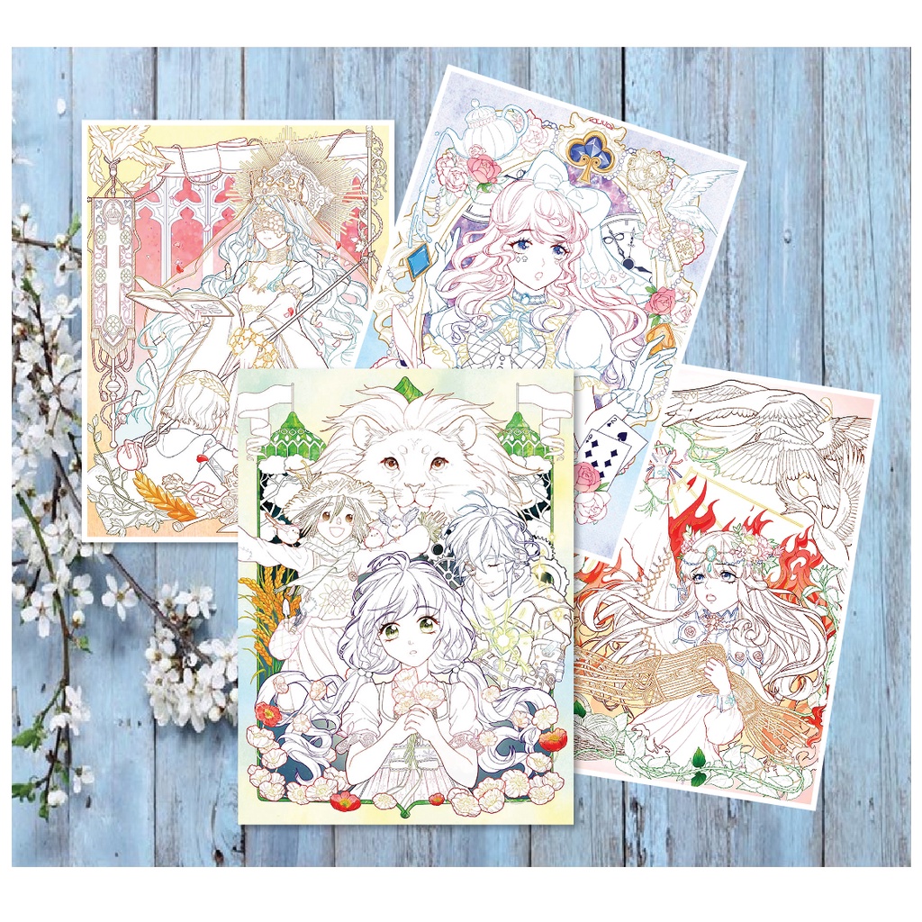 Line art tranh tô màu combo10tranh giấy dầy đẹp