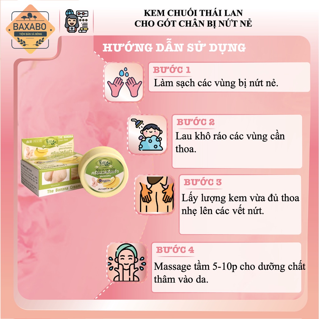 CAO CHUỐI THÁI LAN CHO CÁC VÙNG DA BỊ NỨT NẺ - KEM CHUỐI THÁI LAN CHO GÓT CHÂN BỊ NỨT NẺ CHAI SẦN 30GR - HÀNG CHÍNH HÃNG