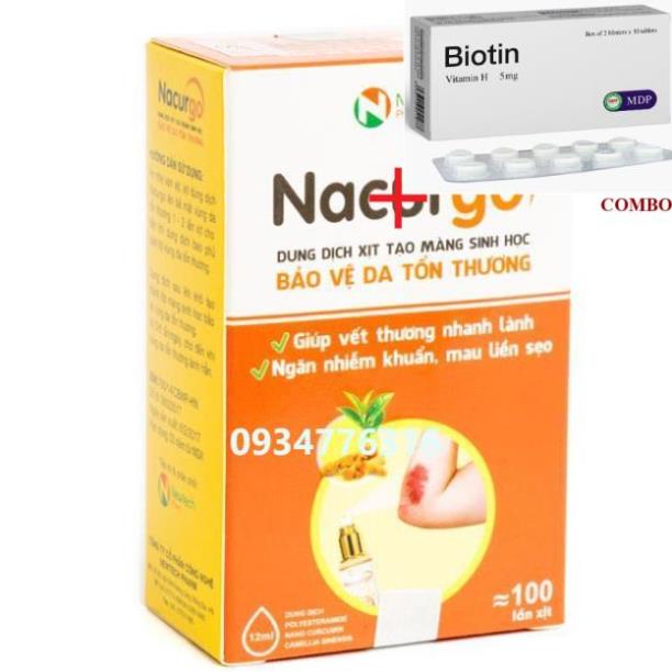 Combo Biotin 5mg+ ✅ Nacurgo màng sinh học băng vết thương, tránh nhiễm trùng