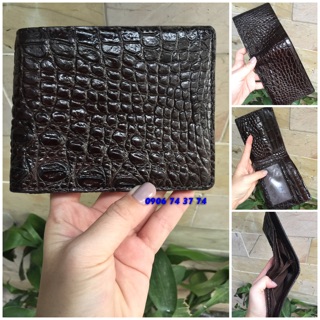 Ví 2 Mặt Da Cá Sấu Da Bụng Màu Nâu