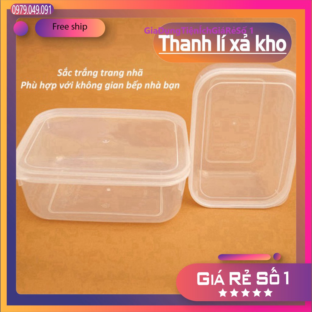Bộ 5 hộp trữ đồ đông-hộp  nhựa đựng thức ăn lạnh bầu Việt Nhật dễ dàng sử dụng giá rẻ.