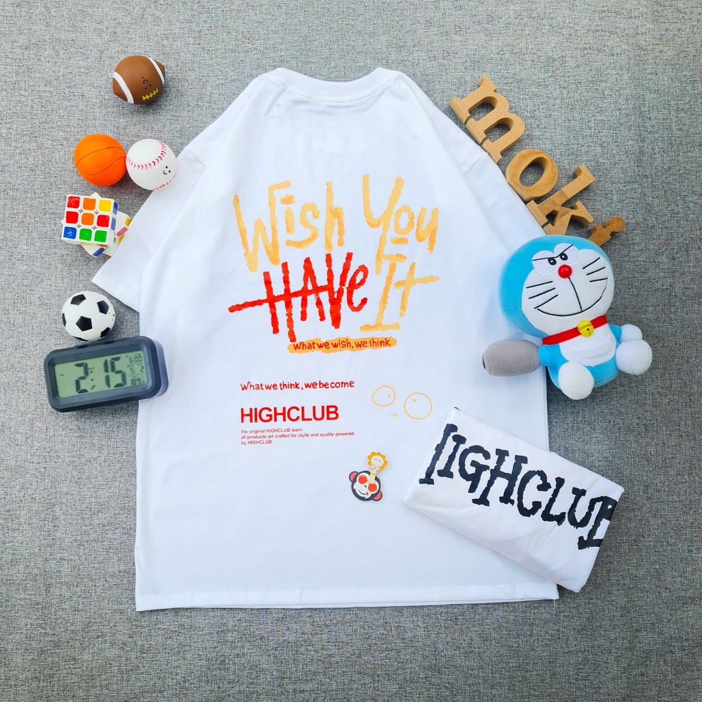 Áo phông áo thun nam nữ tay lỡ from rộng freesize chất cotton thoáng mát in  hình thằng bé và chữ whish đơn giản
