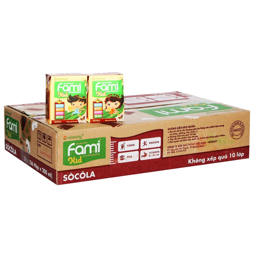 Lốc 6 hộp sữa đậu nành socola Fami Kid 200ml