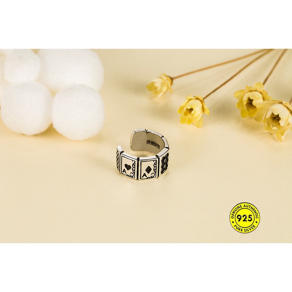 Bông Tai Hình Lá Bài Tây Màu Đen Đính Đá Zircon Thời Trang Cho Nam Và Nữ