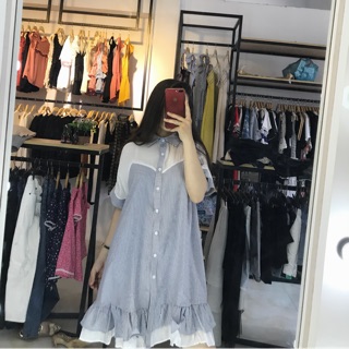 Váy kẻ cổ đức phối lót
