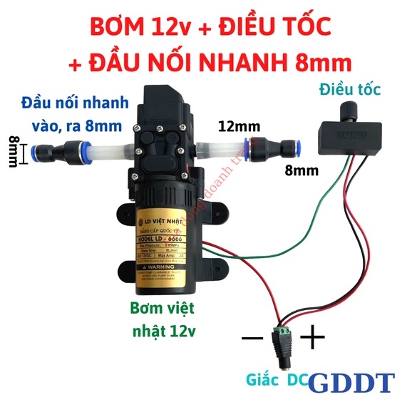 Máy bơm phun sương 12v mini, Máy bơm tăng áp mini 12v DC (LOẠI TỐT)