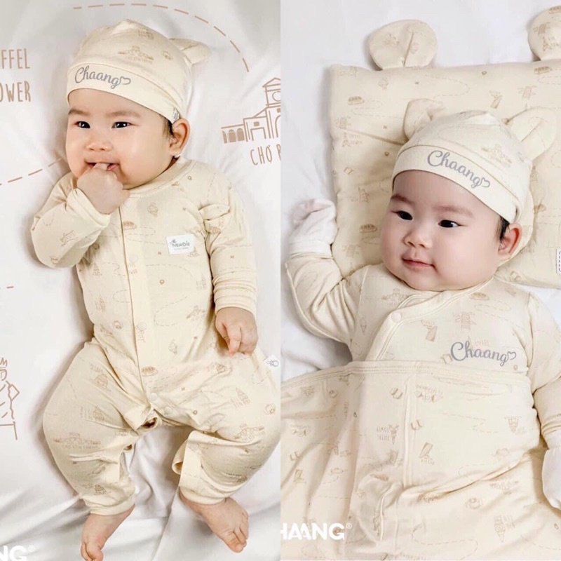 Body dài tay cúc giữa màu sắc xinh xắn cho bé trai bé gái