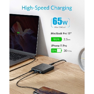 Sạc Anker 65W PowerPort III Slim-A2045 Công nghệ GaN và IQ3.0/Anker Powerport III Slim 63W(A2046) 2USB+2 Type C