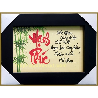 Tranh thư pháp để bàn chữ Hạnh Phúc