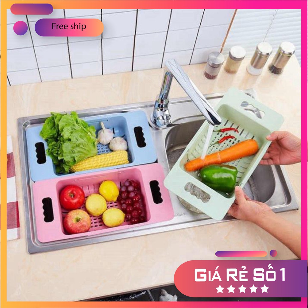 Rổ gác bồn rửa bát thông minh gấp gọn, khay nhựa đa năng có thể điều chỉnh kích thước gài bồn rửa chén 5613