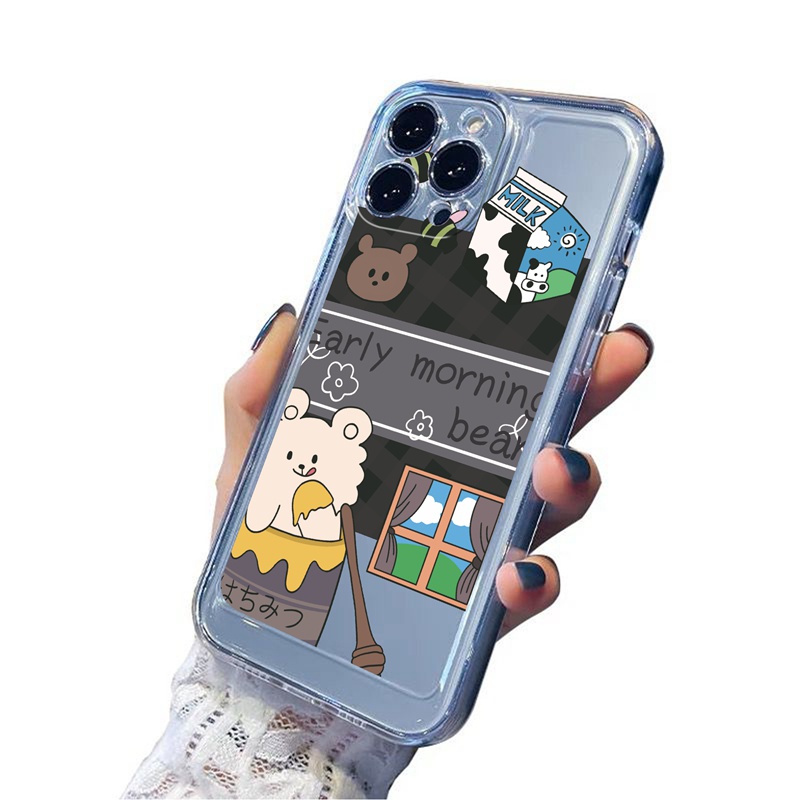 Suntaiho Ốp điện thoại TPU mềm in hình gấu thích hợp cho iPhone 13 12 11 Pro MAX 12Pro 7 8 Plus X XR XS MAX SE 2020