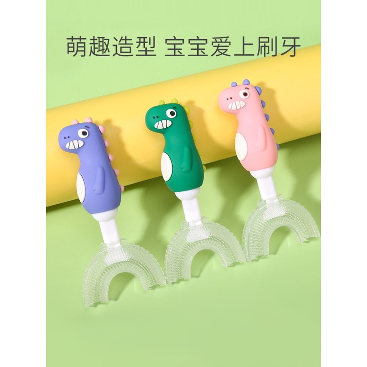 Combo bàn chải đánh răng cho bé kem đánh răng tạo bọt vị hoa quả bà cốc cho bé tập đánh răng hình khủng long xinh xắn