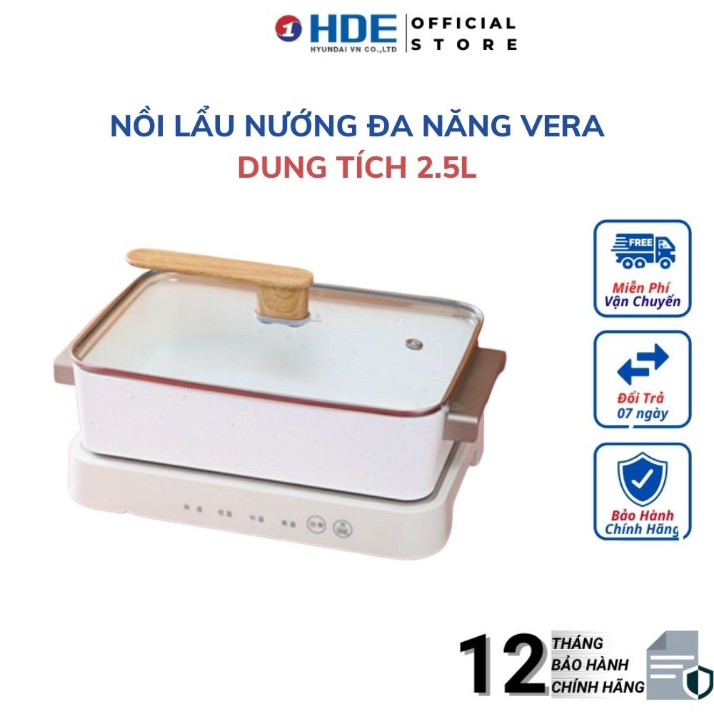 Nồi Lẩu Nướng Đa Năng Chống Dính 3 In 1 VERA HT39 - Nồi Lẩu Điện 3 Khay Nướng, Lẩu, Takoyaki - BẢO HÀNH 12 THÁNG