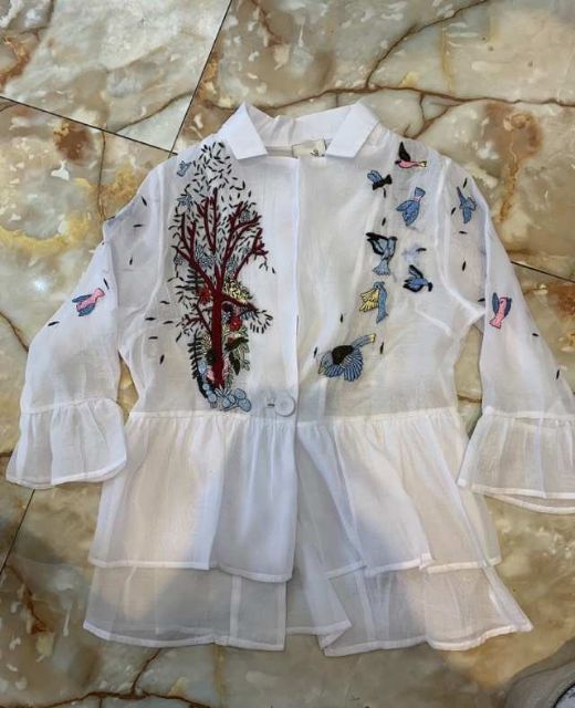 Áo voan tơ thêu hoa dáng sơ mi vest siêu đẹp | BigBuy360 - bigbuy360.vn