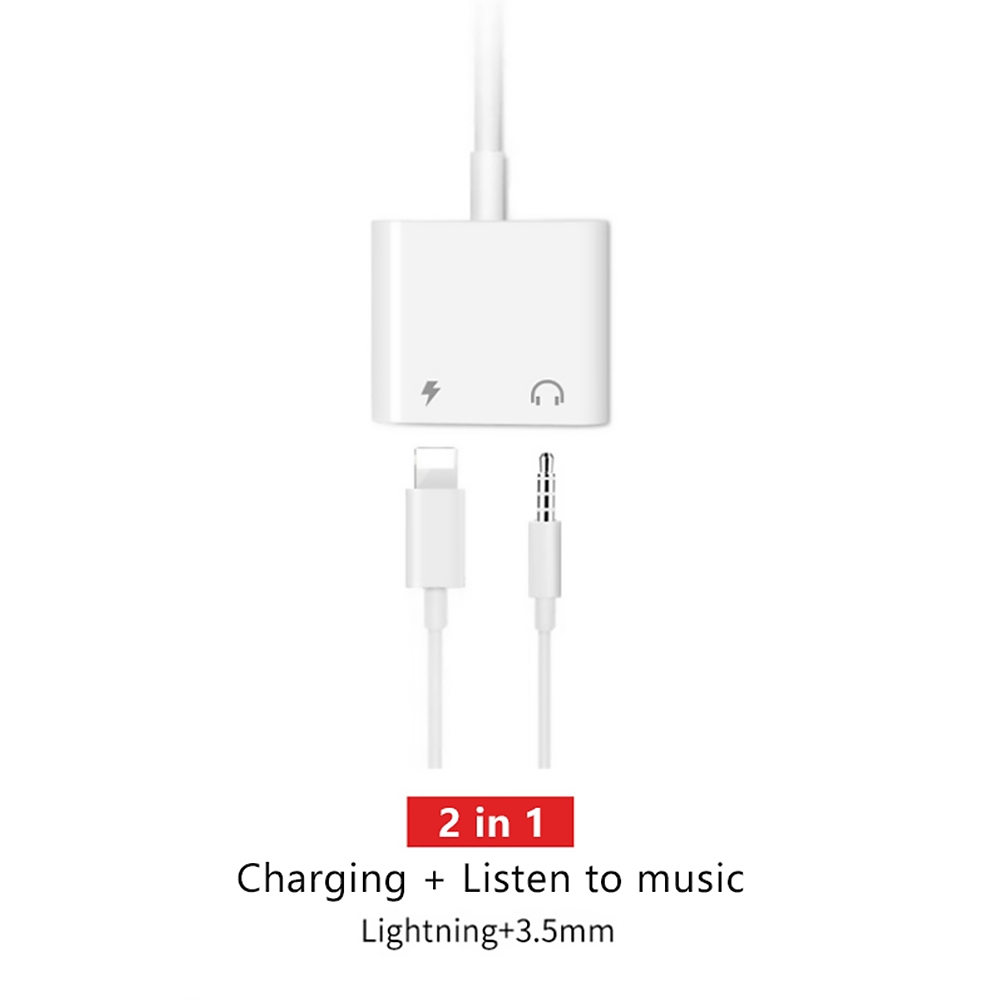 Đầu chuyển đổi cổng Lightning ra jack audio 3.5mm và cổng Lightning cho Apple iPhone 7 8 Plus XR XS Max