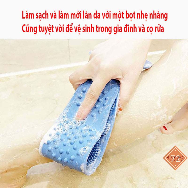 Dây Tắm Chà Lưng 2 mặt Bằng Silicone tiện lợi ( Màu ngẫu nhiên )[ CHÀ LƯNG]