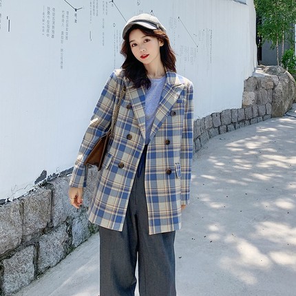 Sẵn Xanh-M(Hàng Đẹp)Ảnh thật 6 hình cuối-HC396.Áo blazer kẻ vintage mùa thu siêu xinh | BigBuy360 - bigbuy360.vn