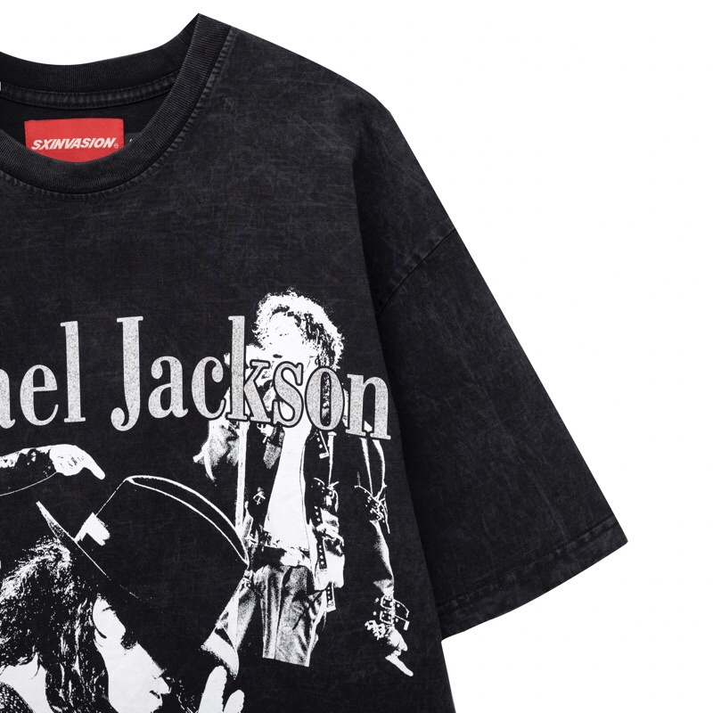 Áo thun wash in hình cổ điển  - Michael Jackson