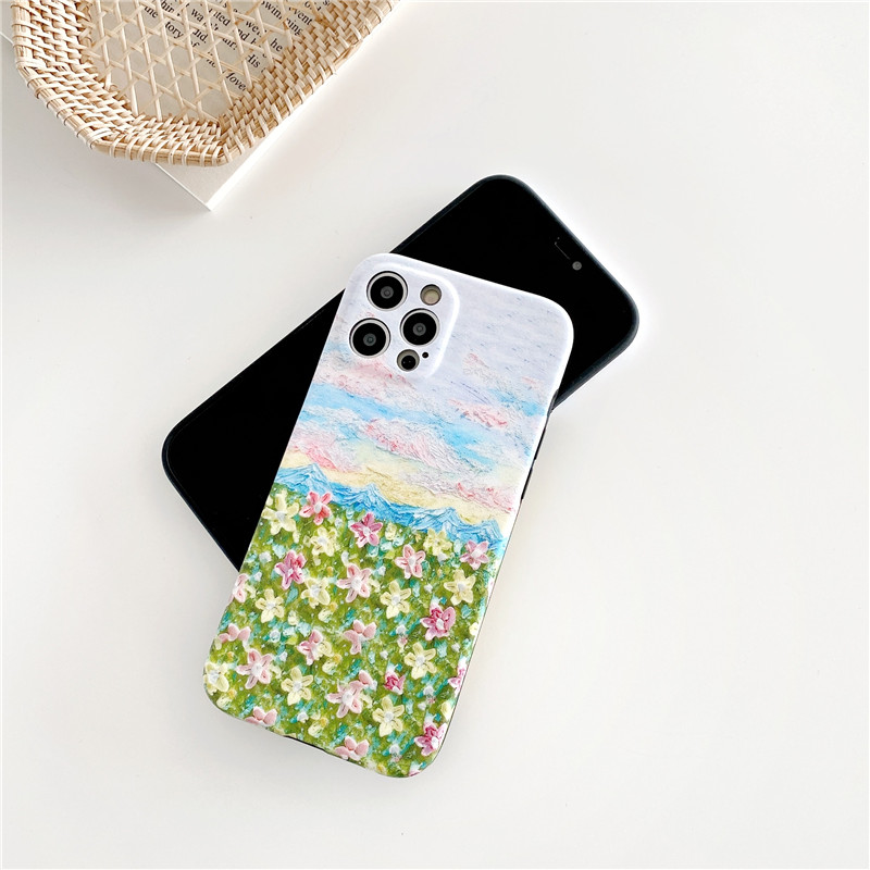 For Huawei P40 Pro P30 P20 Soft TPU an oil painting Sea of flowers pattern Phone Cases For Huawei Nova 7i 7T 7 6 5 4 3 Mate 40 30 20 Mobile Phone Back Cover