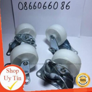 Bánh xe đẩy hàng ,bộ 4 bánh xe nhựa trắng 4,5,6,7cm