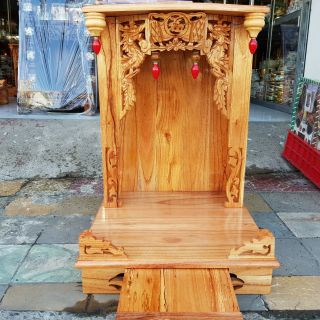 Bàn thờ thần tài ông địa 48x68 gỗ xoan lọng
