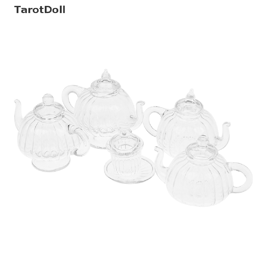 Bình Trà Thủy Tinh Mini Đế Phẳng Trang Trí Nhà Búp Bê Tỉ Lệ 1: 12