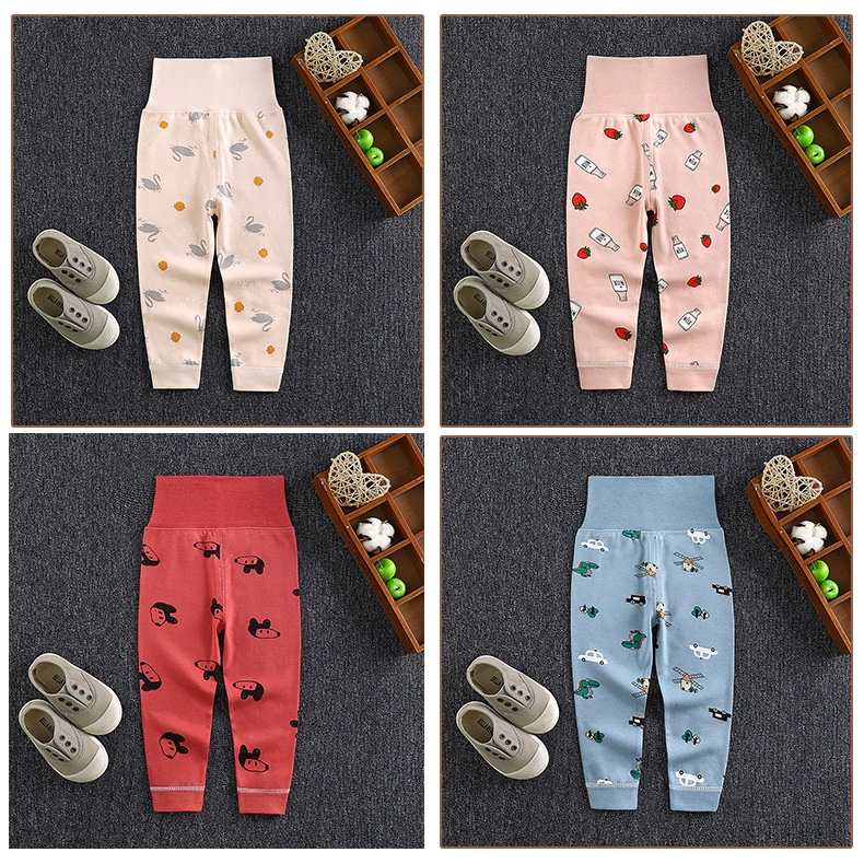 Quần Legging Cotton Lưng Cao Hở Bụng Bảo Vệ Bụng An Toàn Cho Bé Gái Quần An Toàn B