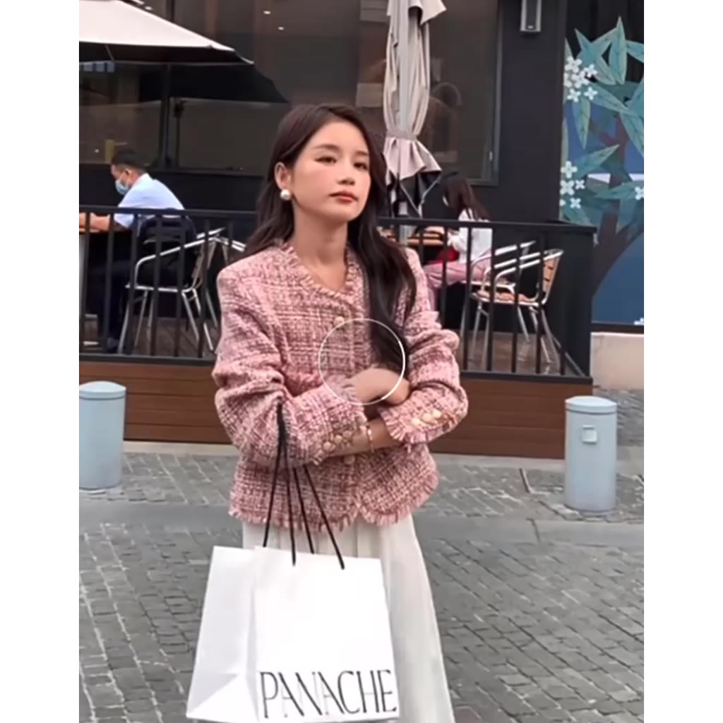 Áo khoác dạ tweed dáng ngắn, áo cardigan nữ croptop dạ hồng cưc xinh, tay dài phong cách sang chảnh 7.Beautiful A100 | BigBuy360 - bigbuy360.vn