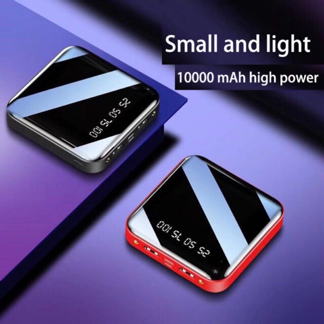 Sạc Dự Phòng Mini SDP Gọn Gàng Hình Vuông Có Đèn Led và Cổng Usb Pin 10000mAh - HiNan Shop