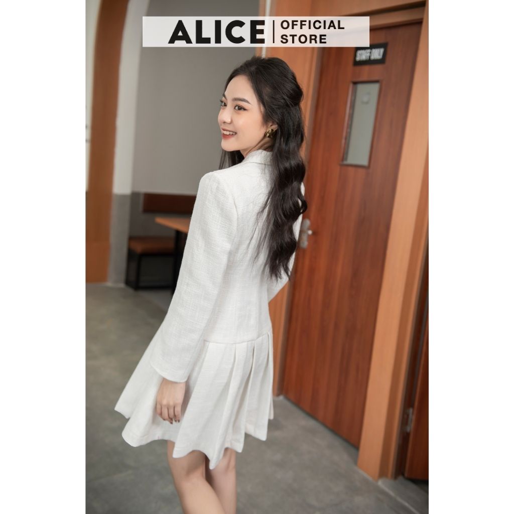 Váy Dạ Tiểu Thư Tay Dài Thân Dập Ly ALICE V719 Thiết Kế Cổ Vest Thanh Lịch Trong Lót Lụa Mềm Mại | BigBuy360 - bigbuy360.vn