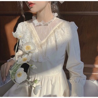 VÁY RETRO DÀI CỔ ĐIỂN VINTAGE HÀN QUỐC - VÁY PROM KỈ YẾU