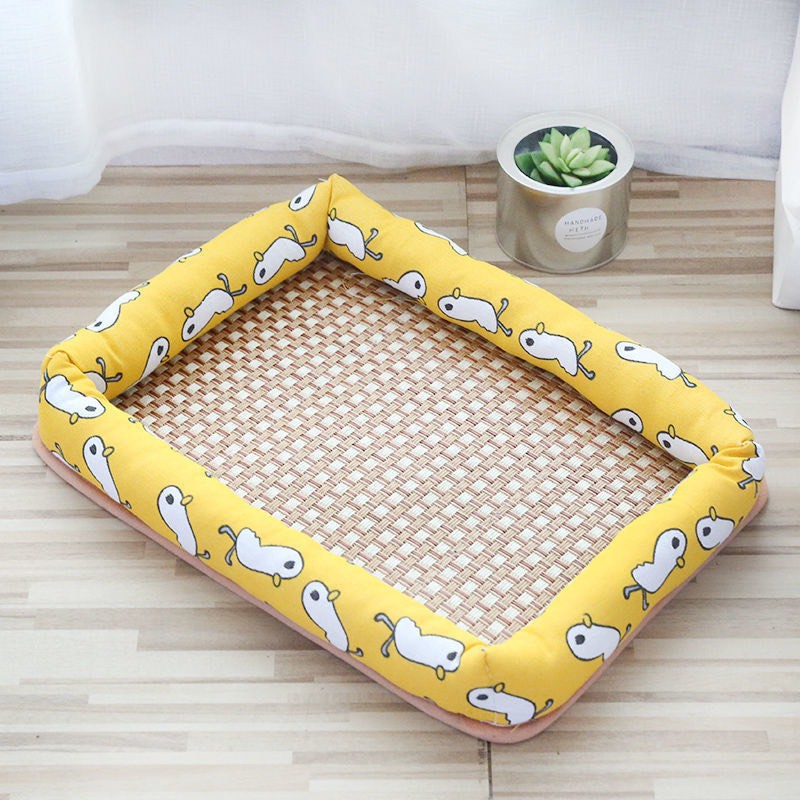 Đệm cho chó mèo kèm chiếu điều hòa – Ổ nằm mùa hè cho thú cưng hình chữ nhật nhiều màu sắc, dễ dàng làm sạch