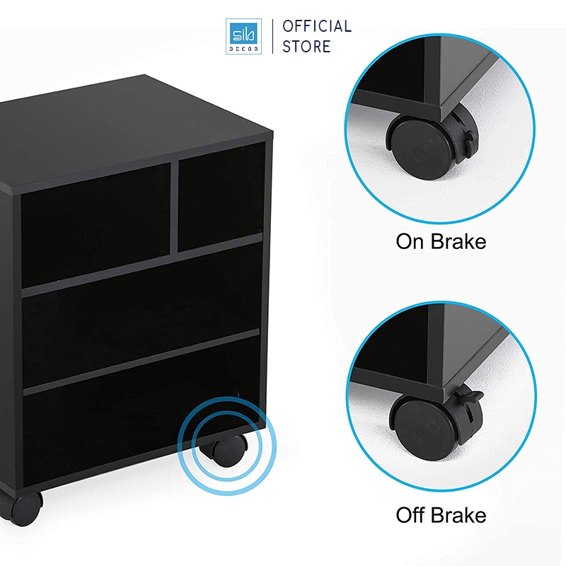 Kệ Gỗ Văn Phòng Để Tài Liệu, Máy In, Có Bánh Xe Di Chuyển SIB Decor