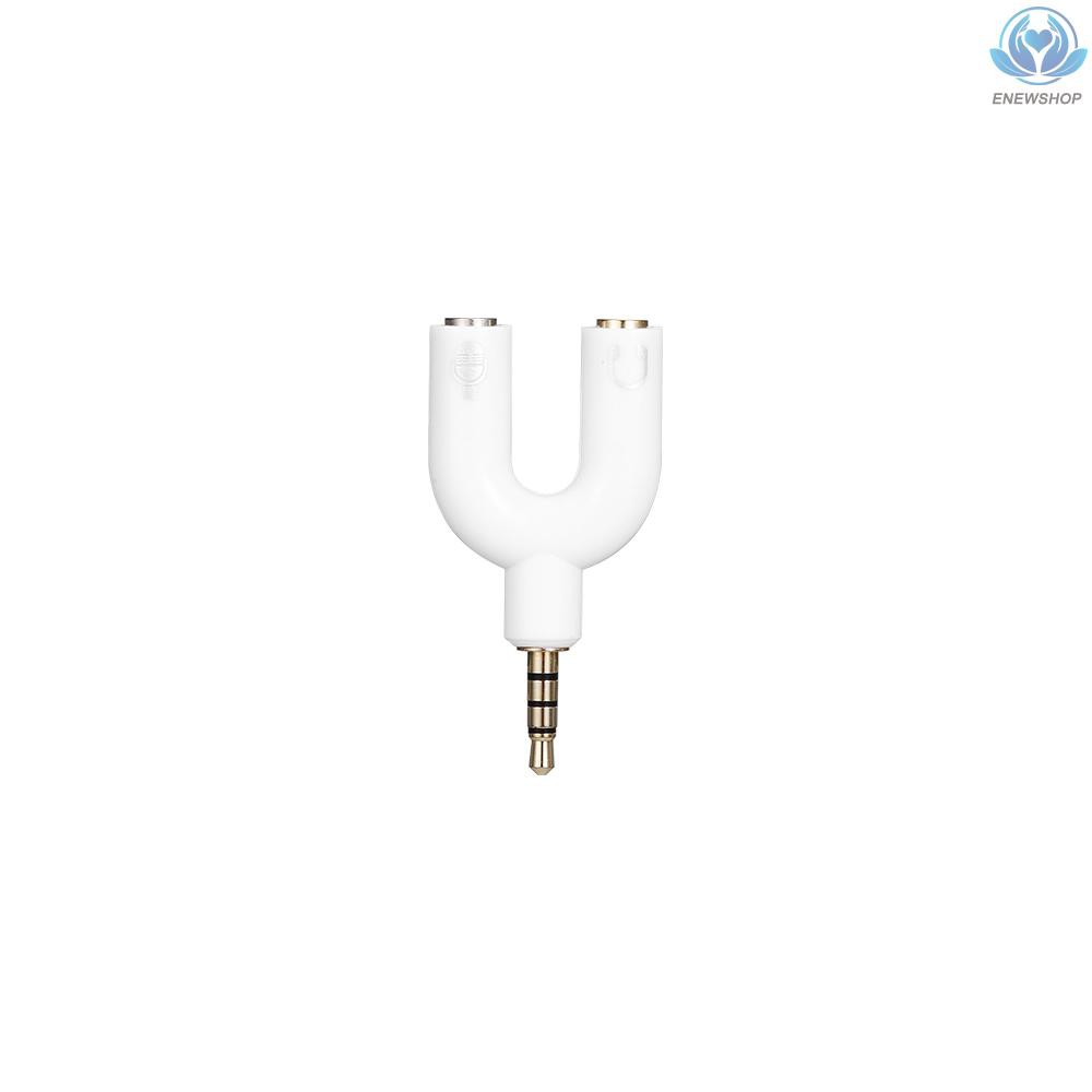 【enew】3.5mm Audio Adapter U-type Audio Converter Earphone Connector Headset Microphone Adapter for Mobile Phone PC Laptop White