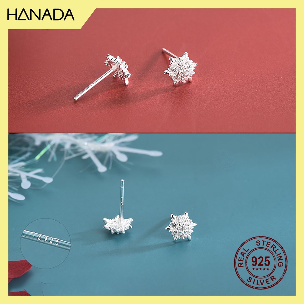 Bông Tai Bạc 925 Hanada Hoa Tuyết 0492