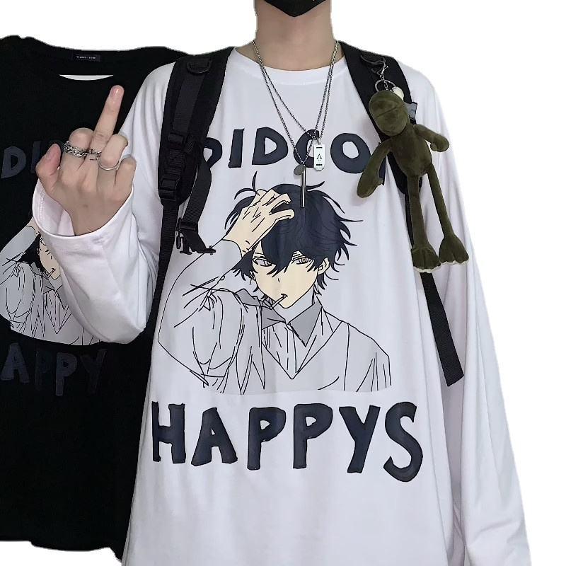 Áo Thun Dáng Rộng In Họa Tiết Hoạt Hình Phong Cách Hip Hop Hàn Quốc Thời Trang Cho Nam Và Nữ size M-5XL