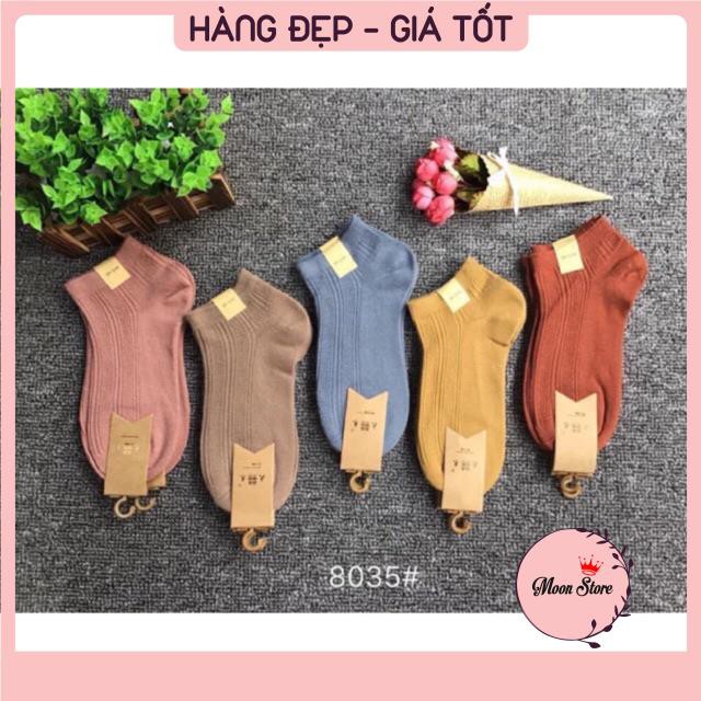 Set 10 đôi tất vớ nữ cổ ngắn sắc màu len gân dệt kim nữ chất dày dặn cực đẹp